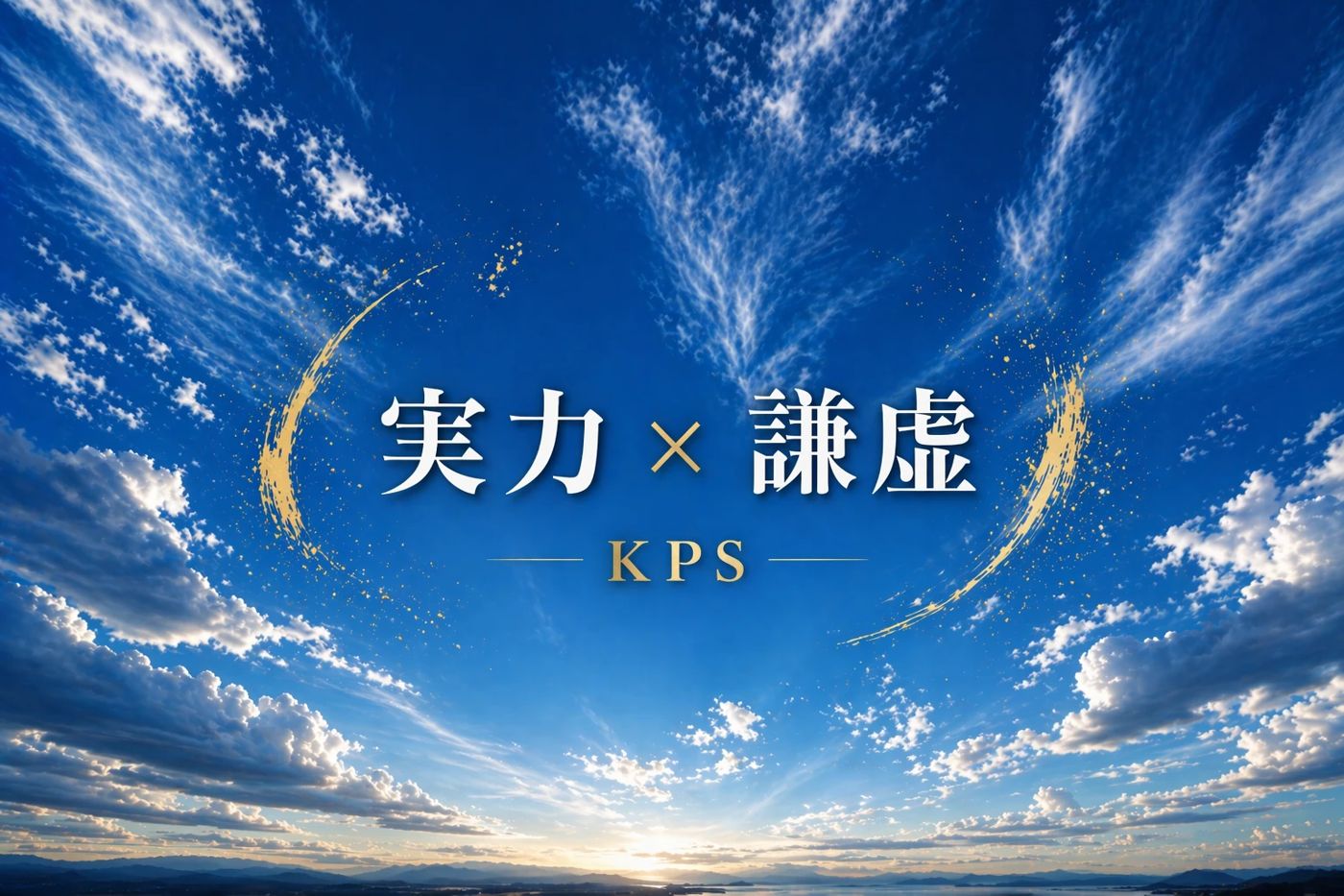 青空を背景に「実力 × 謙虚 KPS」と書かれた画像